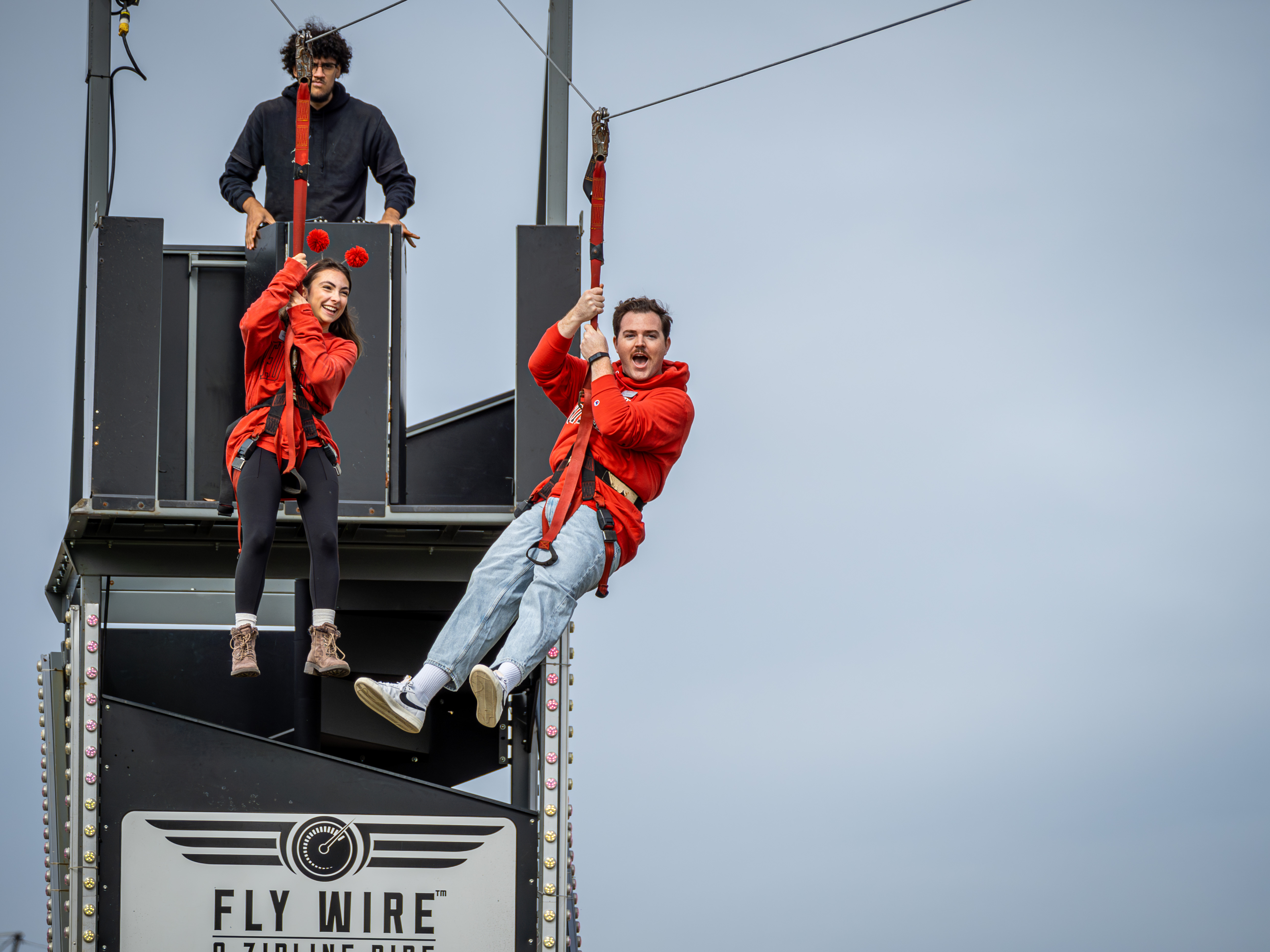 Alumni on the zipline