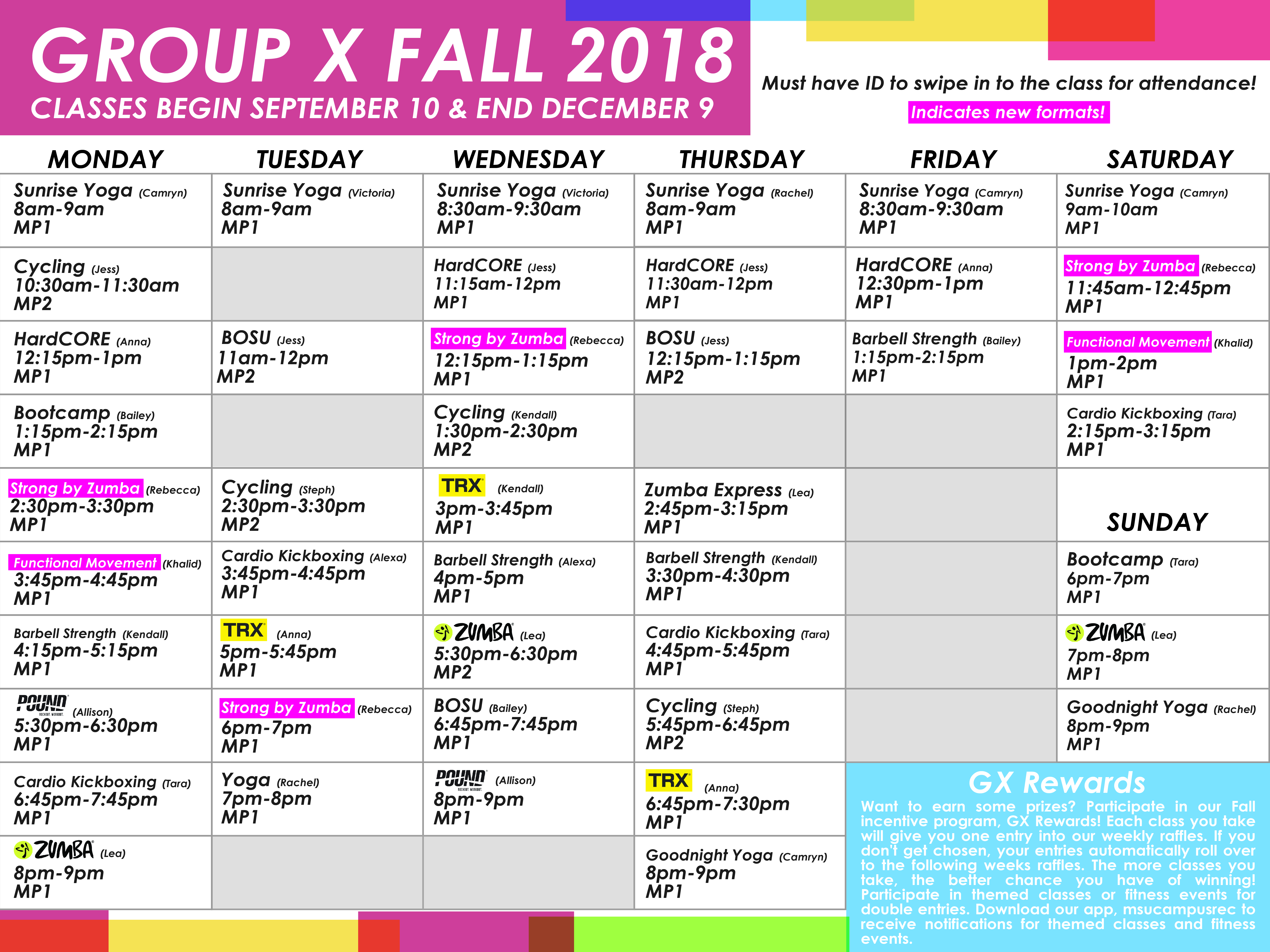 group x schedule – campus recreation - montclair state university