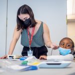 Vanessa Coppola tests a student in Newark.