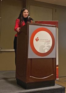 Melissa Spigelman speaking at the 2024 AHA HSI Research Symposium