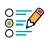 Icon graphic of pencil checklist