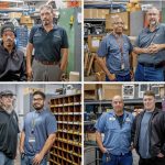 A set of four photos showing facilities apprentices with their mentor