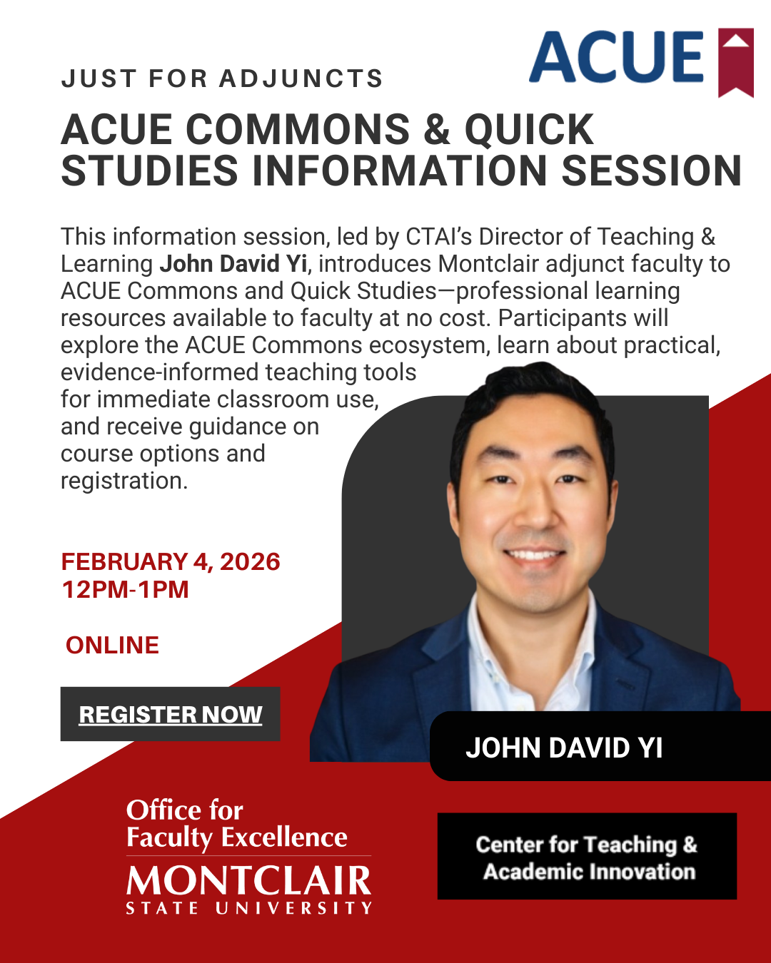 Just for Adjuncts ACUE Info Session Poster