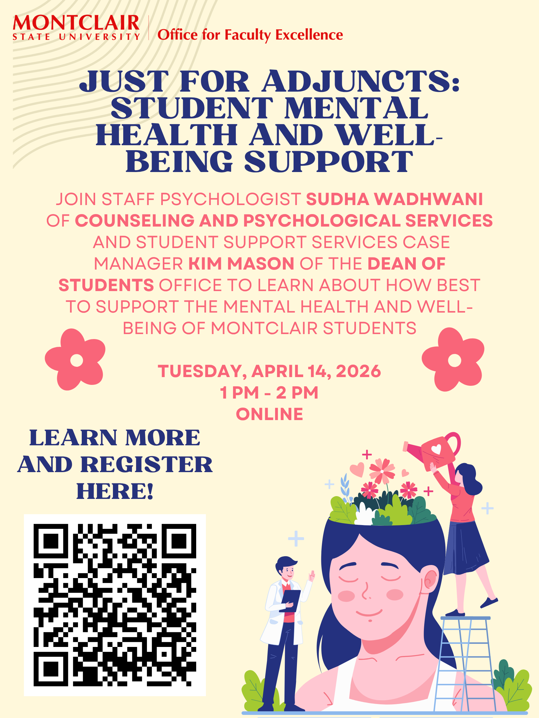 Just for Adjuncts Student Mental Health and Well-Being Support flyer