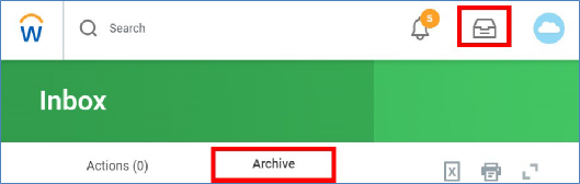 archive tab in inbox highlighted