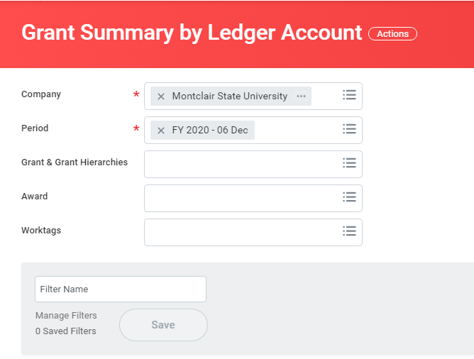 grant summary by ledger