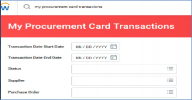 my procurement card transactions search