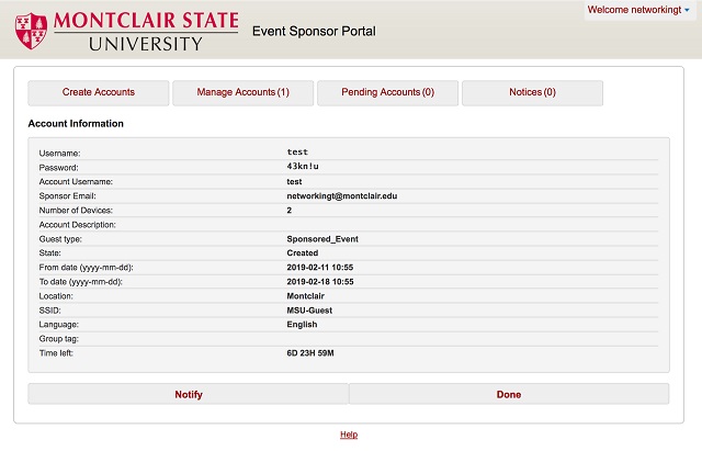 web portal screenshot