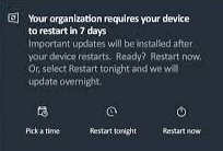 restart device message
