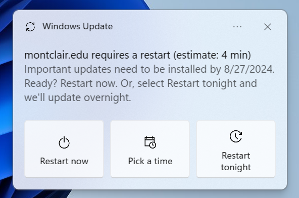 windows update dialog box