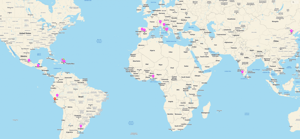 Map of students' family geography