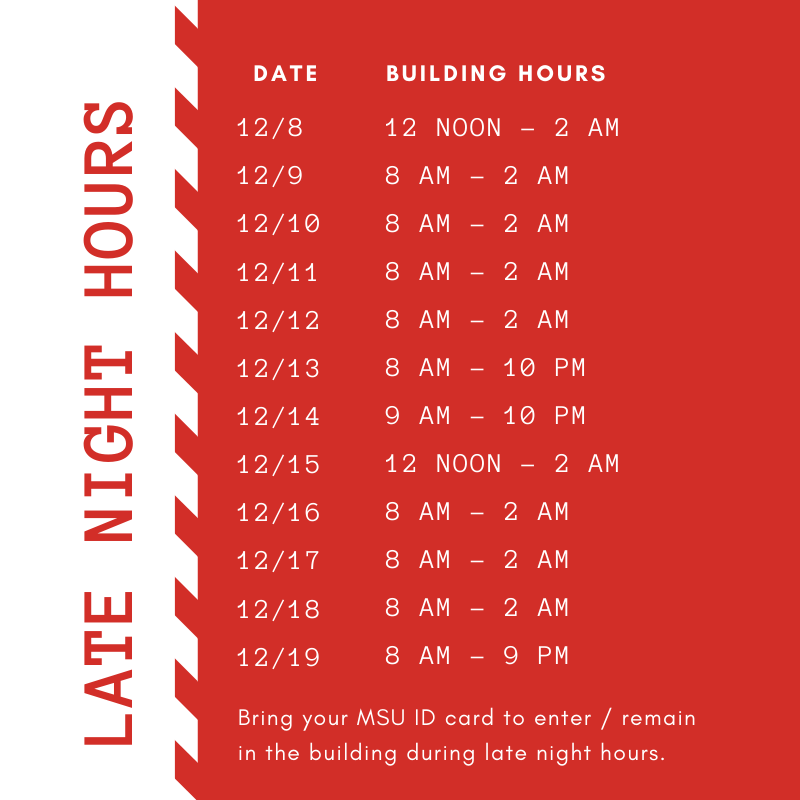Schedule of Late Night Hours