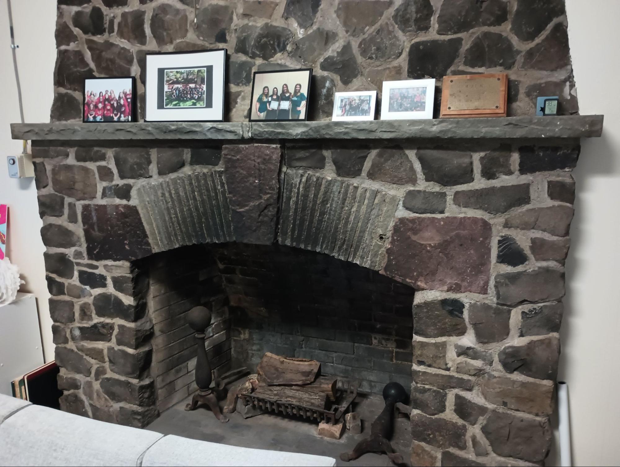 fireplace int he drop-in center