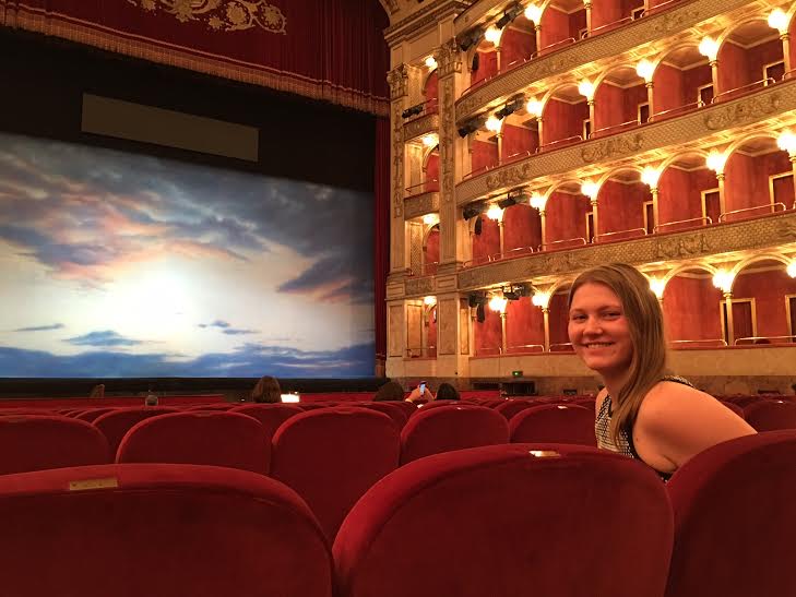 Angelene Agresta at a Florence, Italy, opera house where she worked on surtitles