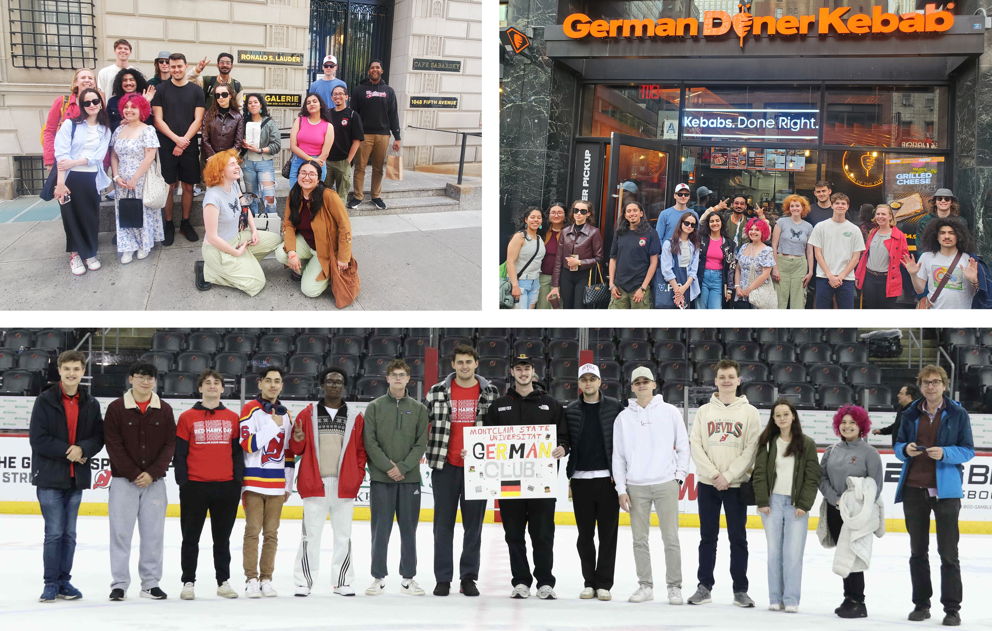 Collage of photos of German Students on field trip to NYC