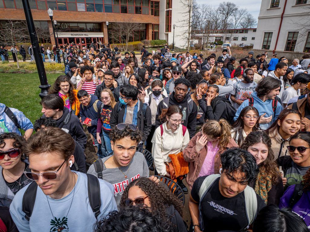 A huge turnout for viewing the partial eclipse! [Photo by John LaRosa.]