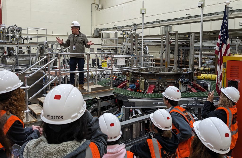 Dr. Andrew Zwicker explaining the National Spherical Torus Experiment-Upgrade (NSTX-U) at the Princeton Plasma Physics Lab.