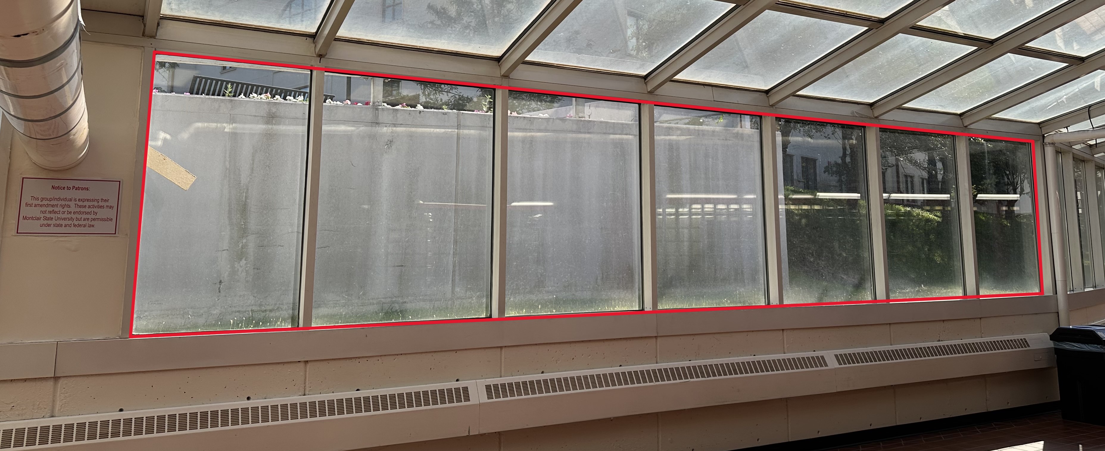 Student Center windows for posting items.