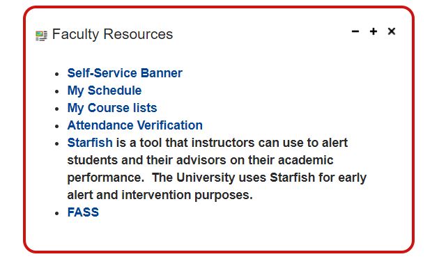 Screenshot of the NEST Faculty Resources portlet.