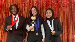 Montclair HOSA students with awards and medals from Conference awards