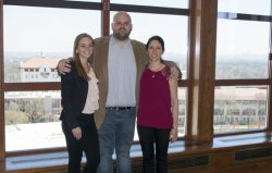 From left to right: April Kelly (MS in Earth and Environmental Science program), Richard James (PhD in Environmental Management program), and Christina Verhagen (BS in Earth and Environmental Science program) at the 10th Annual Montclair State University Student Research Symposium (not pictured: Mitchell Clay).
