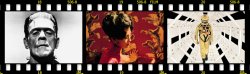 Collage film strip-style image including video stills from the films: In the Mood for Love, Man with a Movie Camera, and Rear Window.