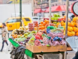 Fruit stand in on street in New York.