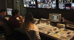 Photo of students in live TV control room.