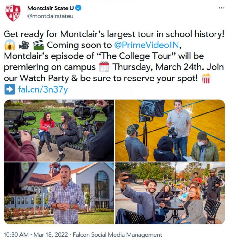 screenshot of photos from filming of The College Tour