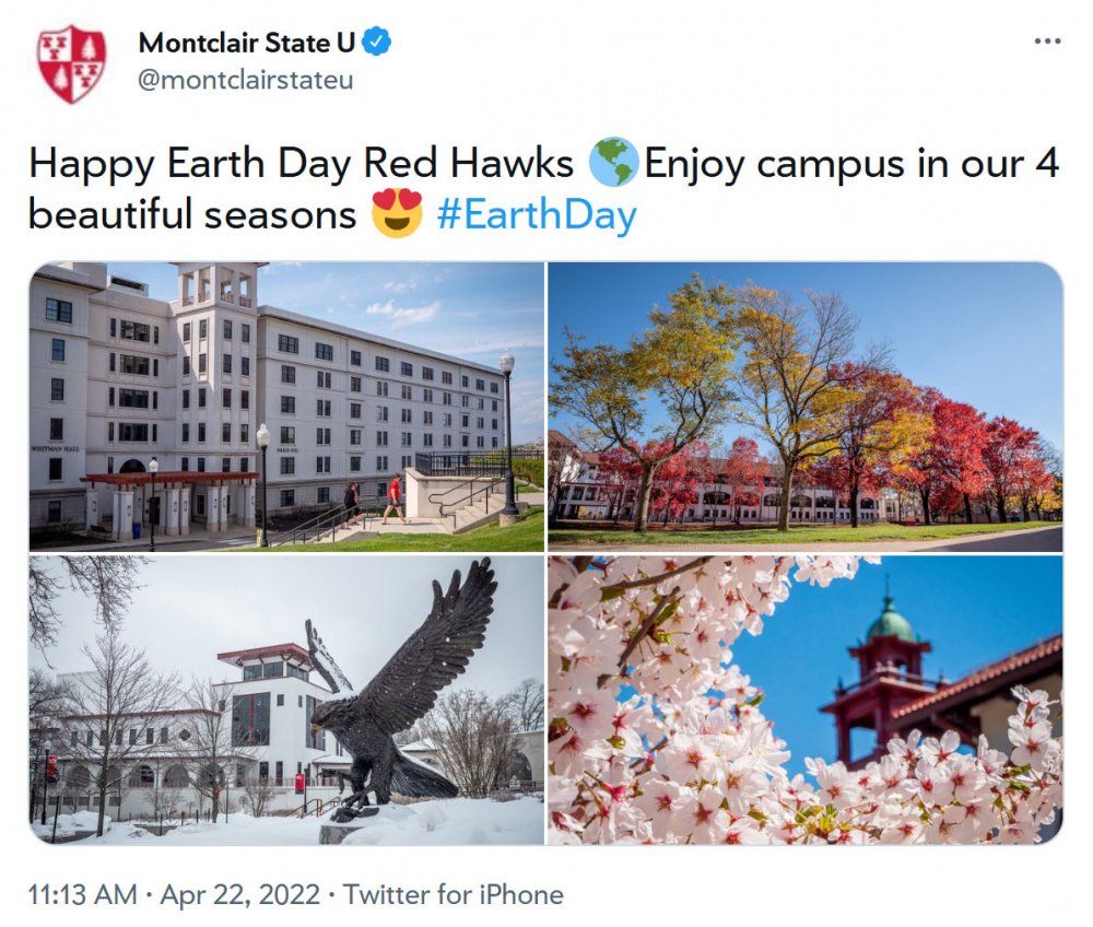 @montclairstateu: Happy Earth Day Red Hawks Enjoy campus in our 4 beautiful seasons #EarthDay