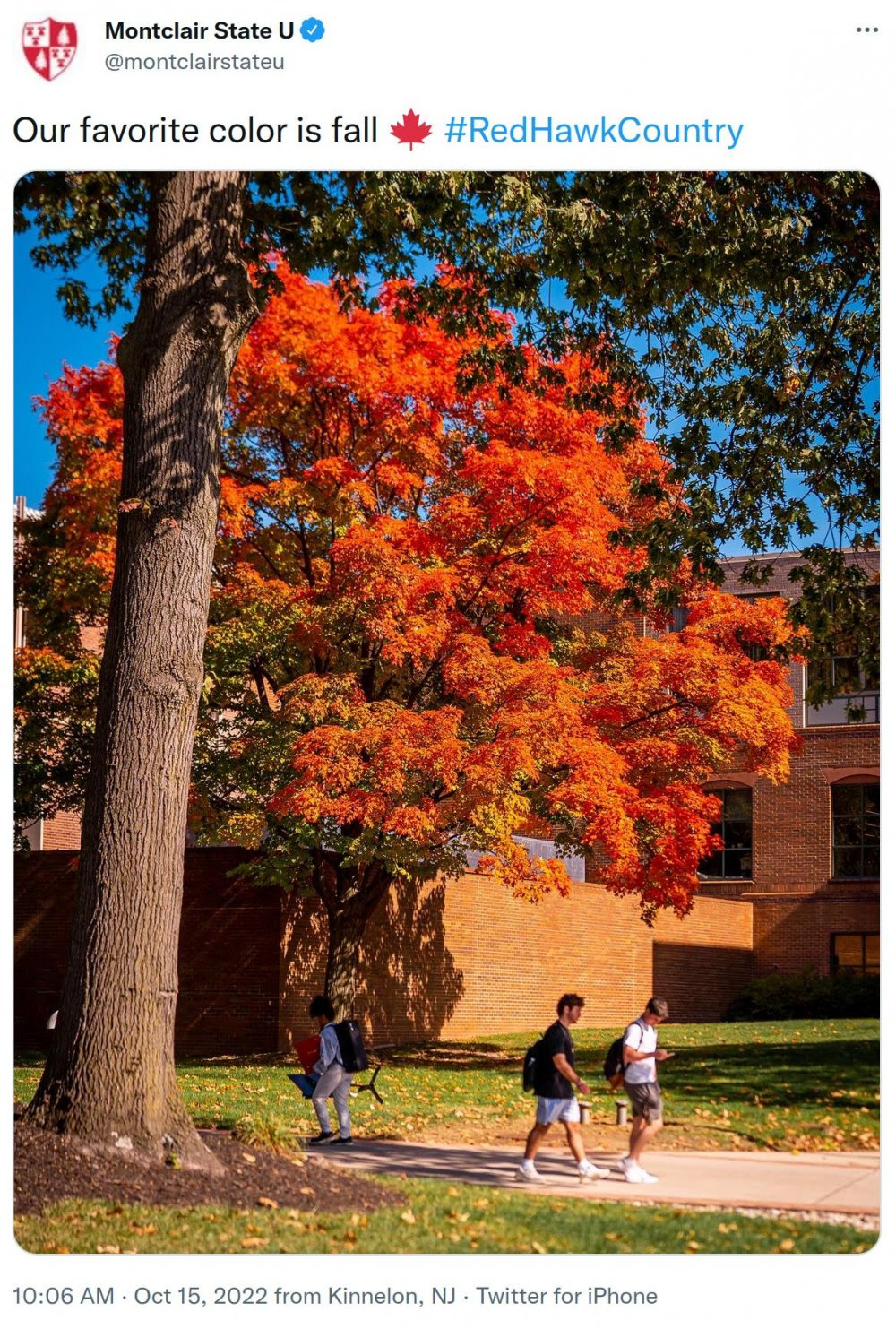 @montclairstateu: Our favorite color is fall #RedHawkCountry