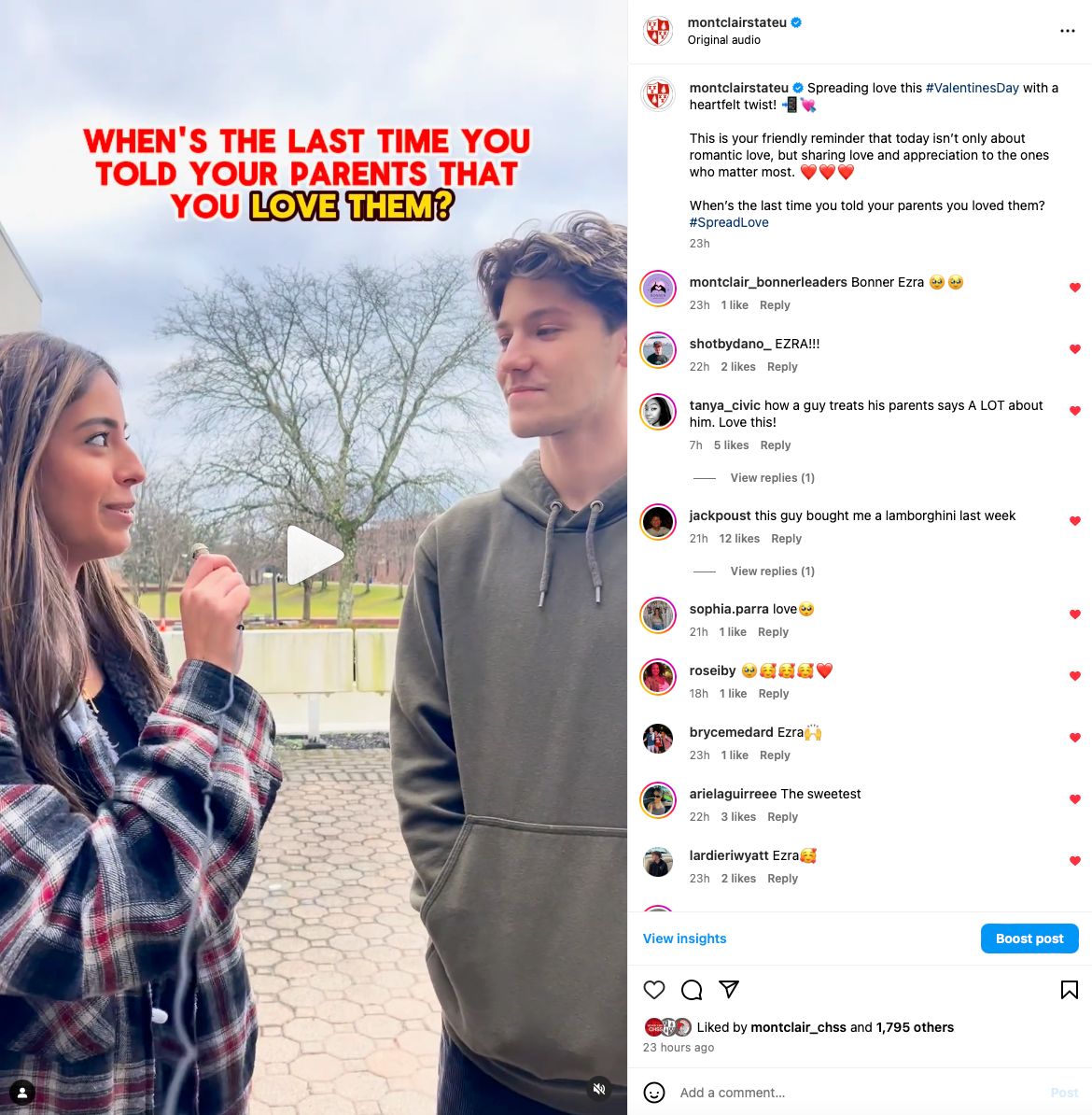 Screenshot of Instagram post