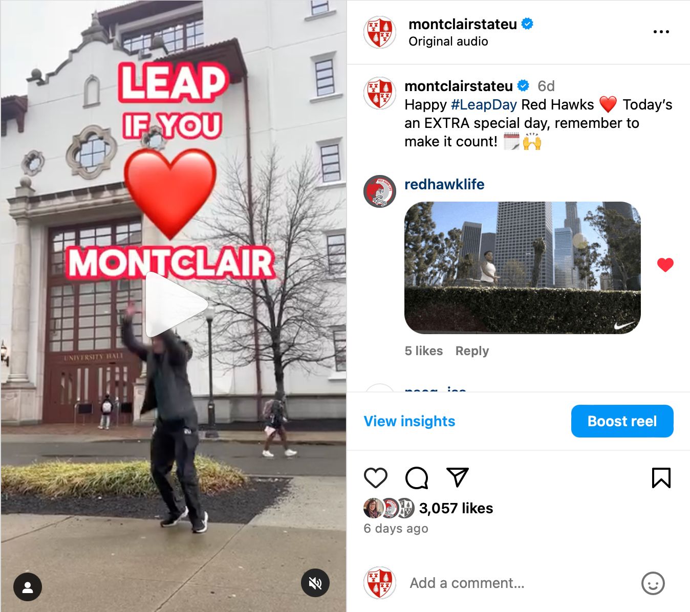 Screenshot of social media post for leap day