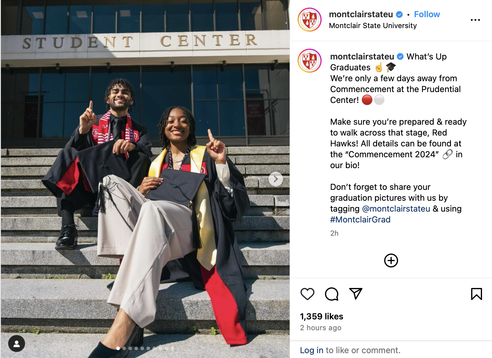 Graduates in front of the Student Center