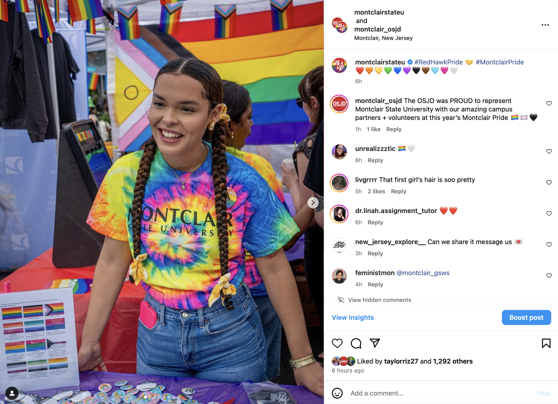 Staff running the booth at Montclair Pride.