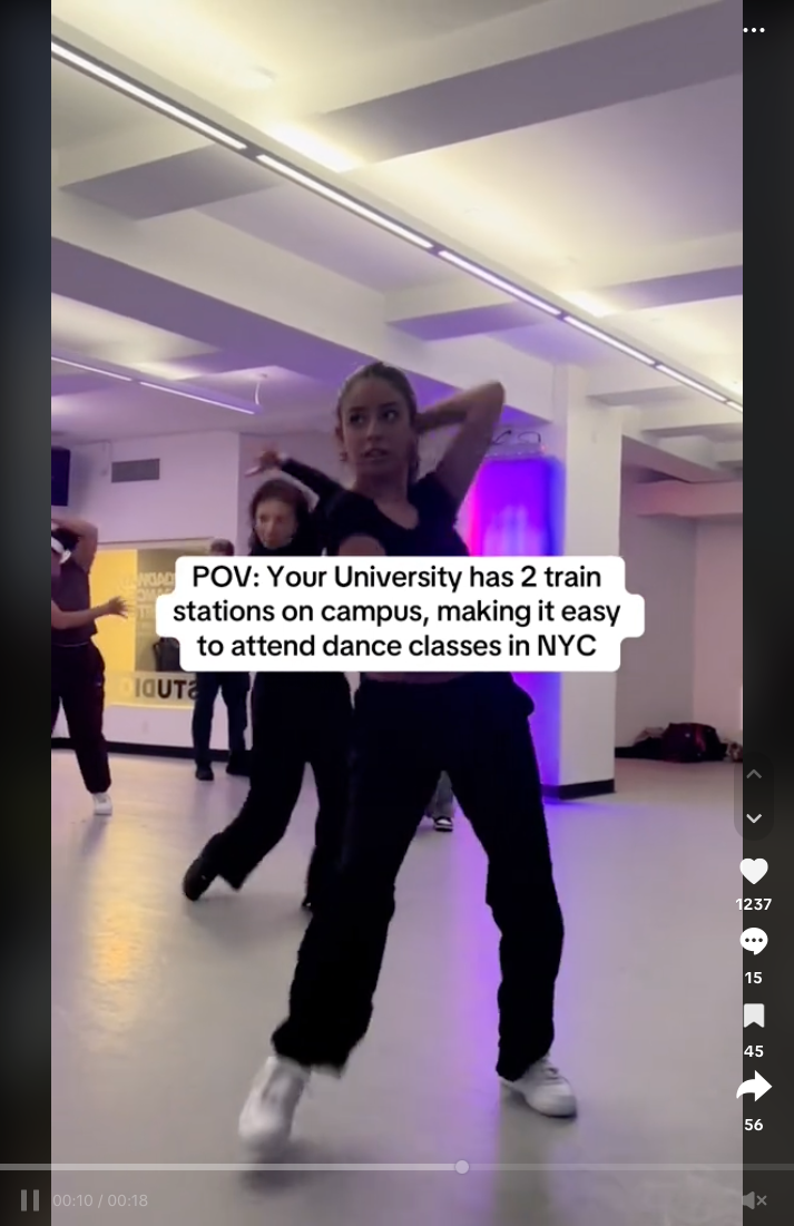 Screenshot from Montclair State University's TikTok.