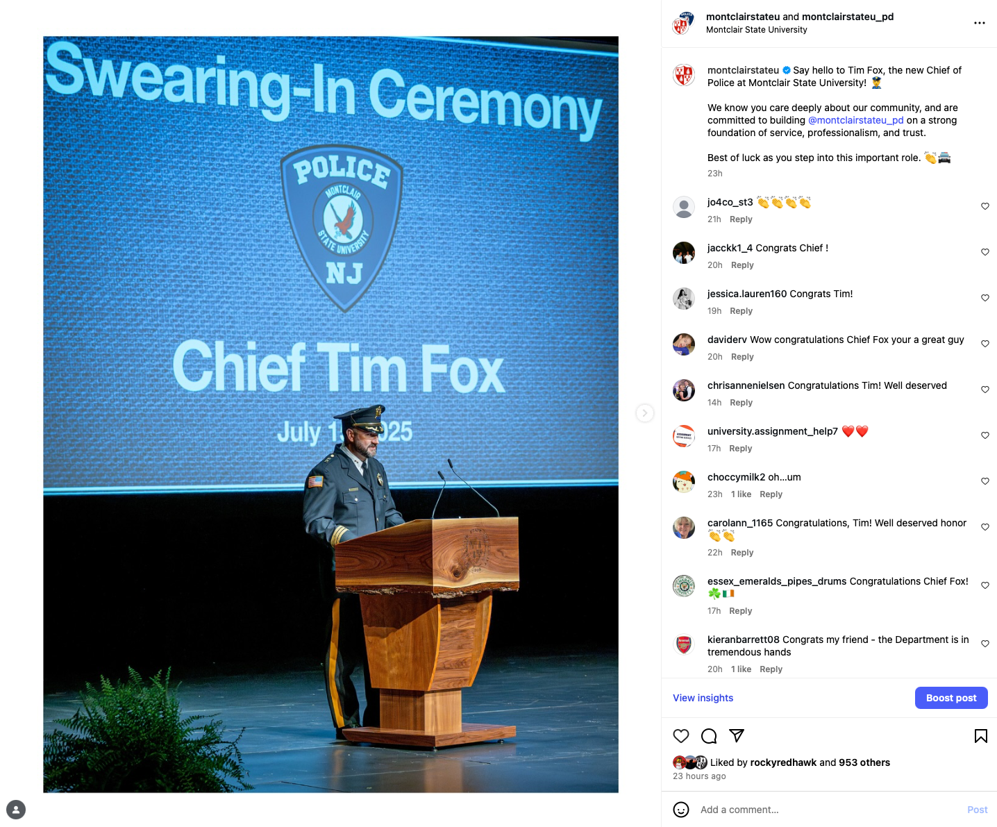 Police Chief Tim Fox at Swearing in Ceremony