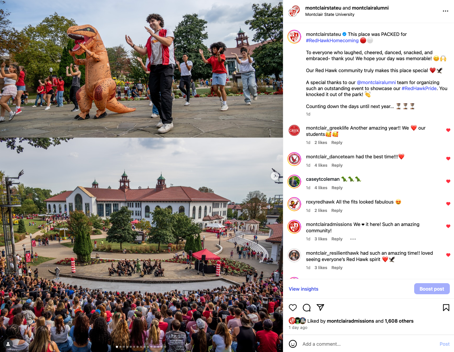 People gathered for Homecoming 2025 on Montclair Campus.