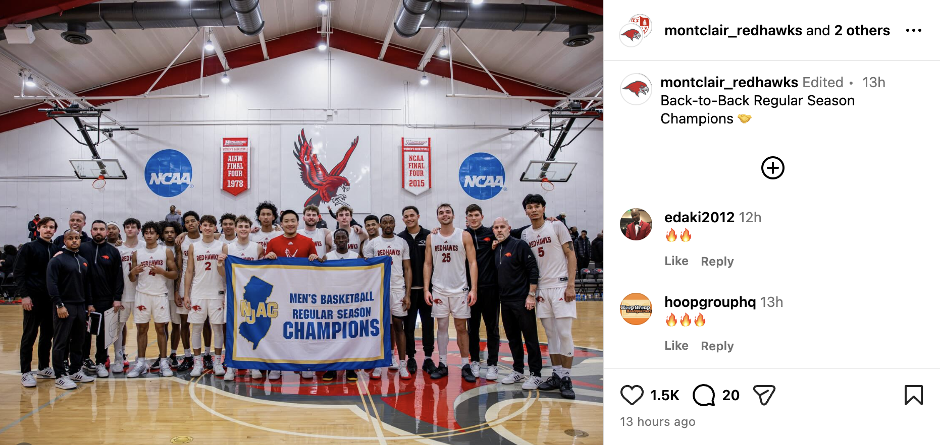 Screenshot of the University's basketball team.