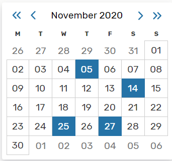 Small calendar in 25Live
