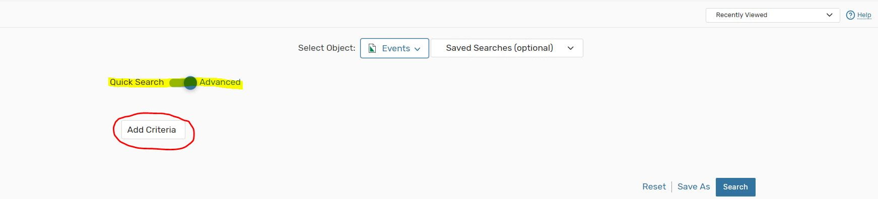 Search add criteria option in 25Live