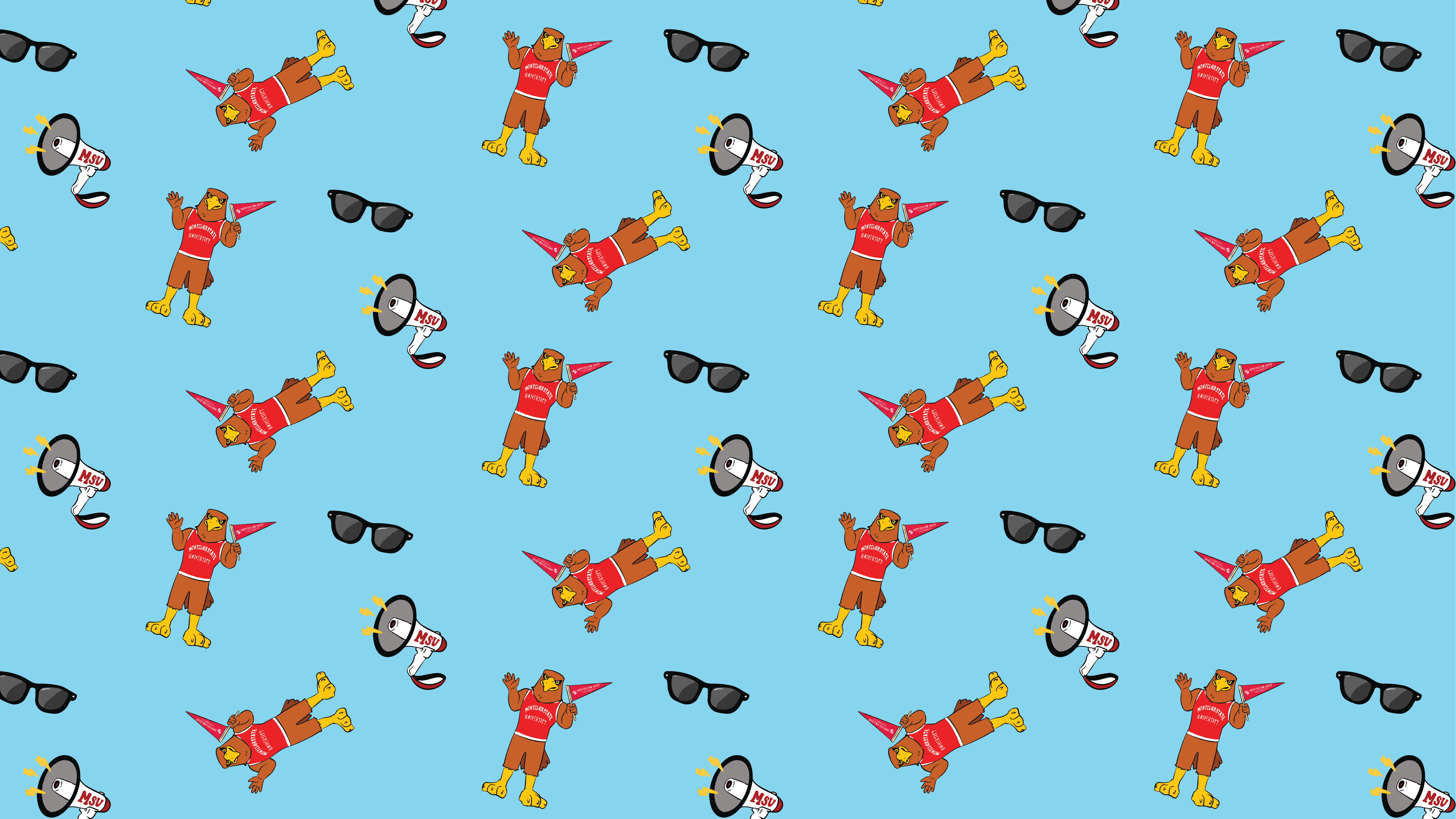 Graphics of Rocky, sunglasses and a megaphone