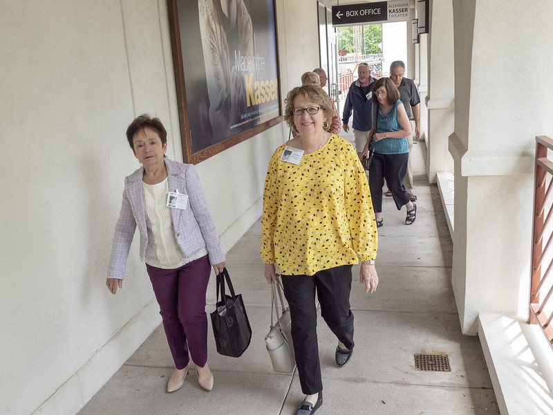 Reunion attendees on a walking tour of campus.