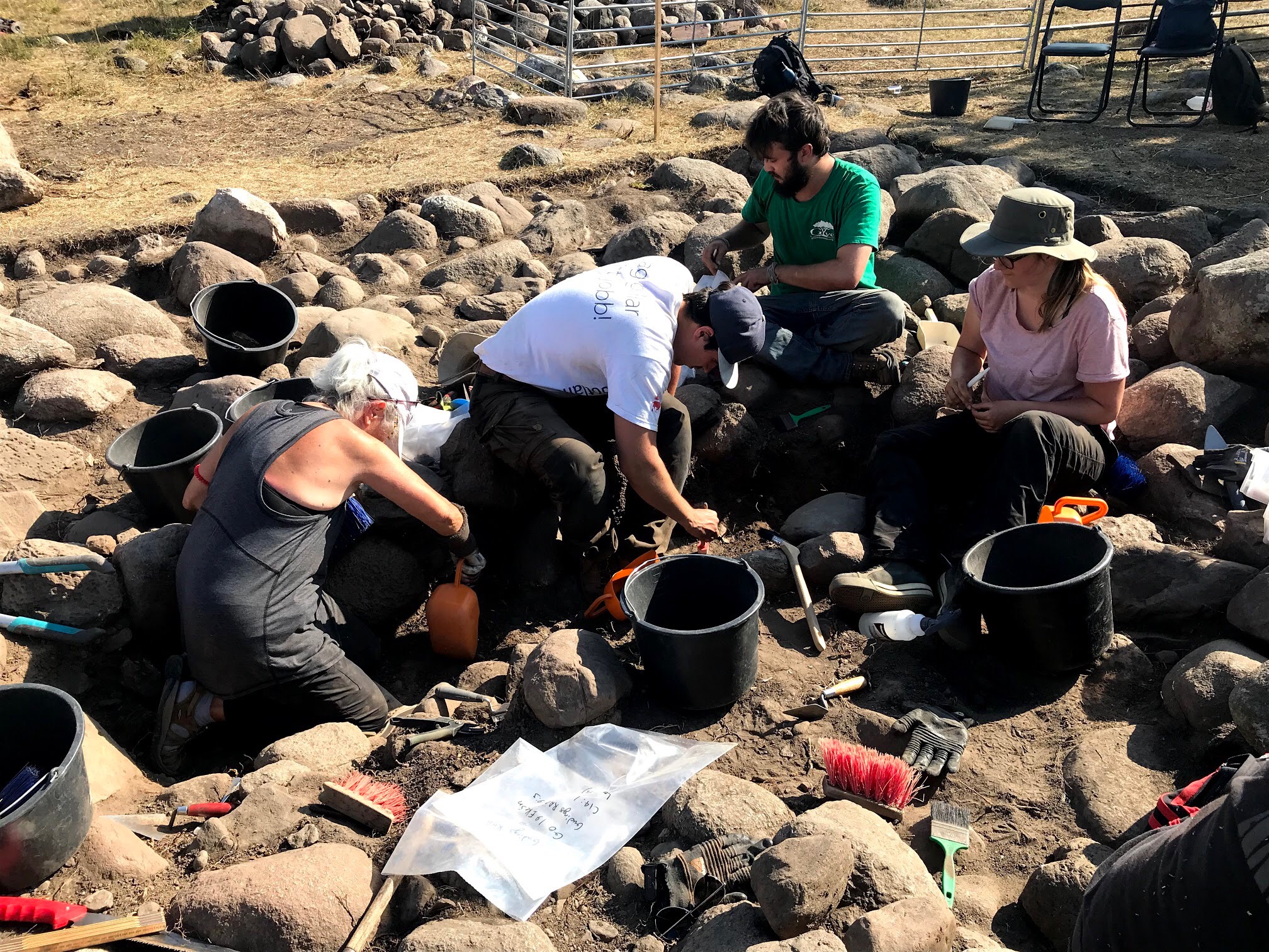 Students in Scotland studying artifacts
