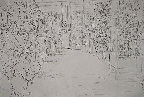 line drawing of room