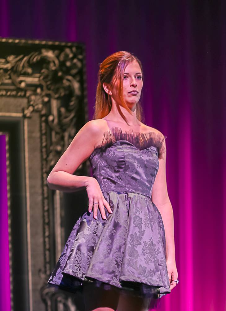 woman in dress with tulle trim