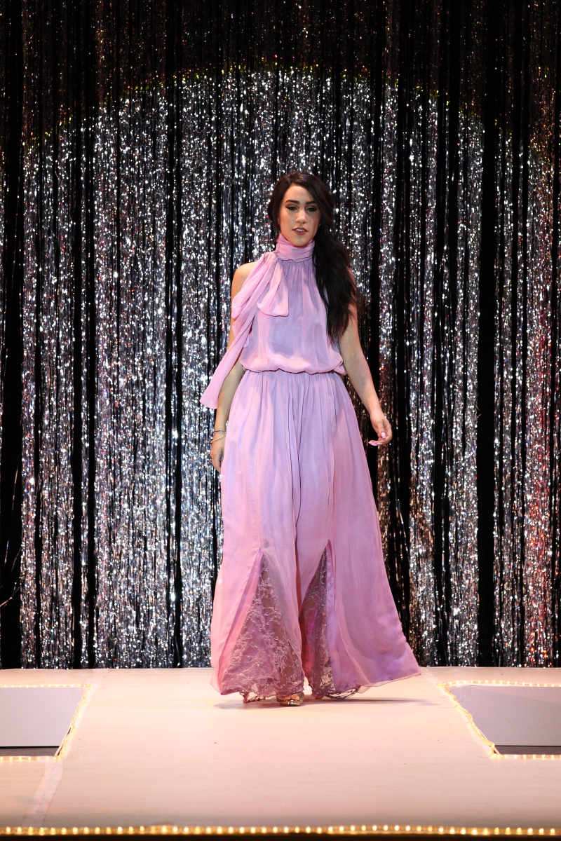 woman in purple dress