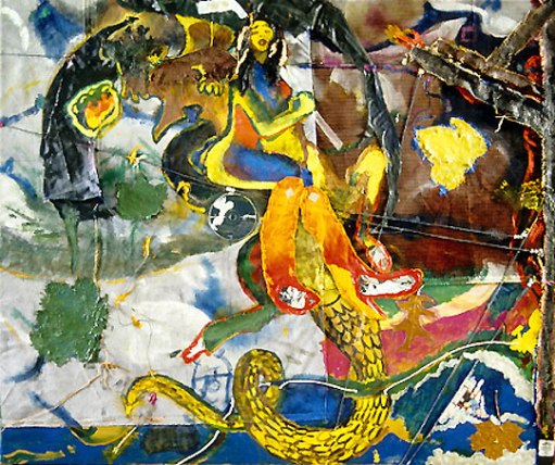 painting with mermaid tail