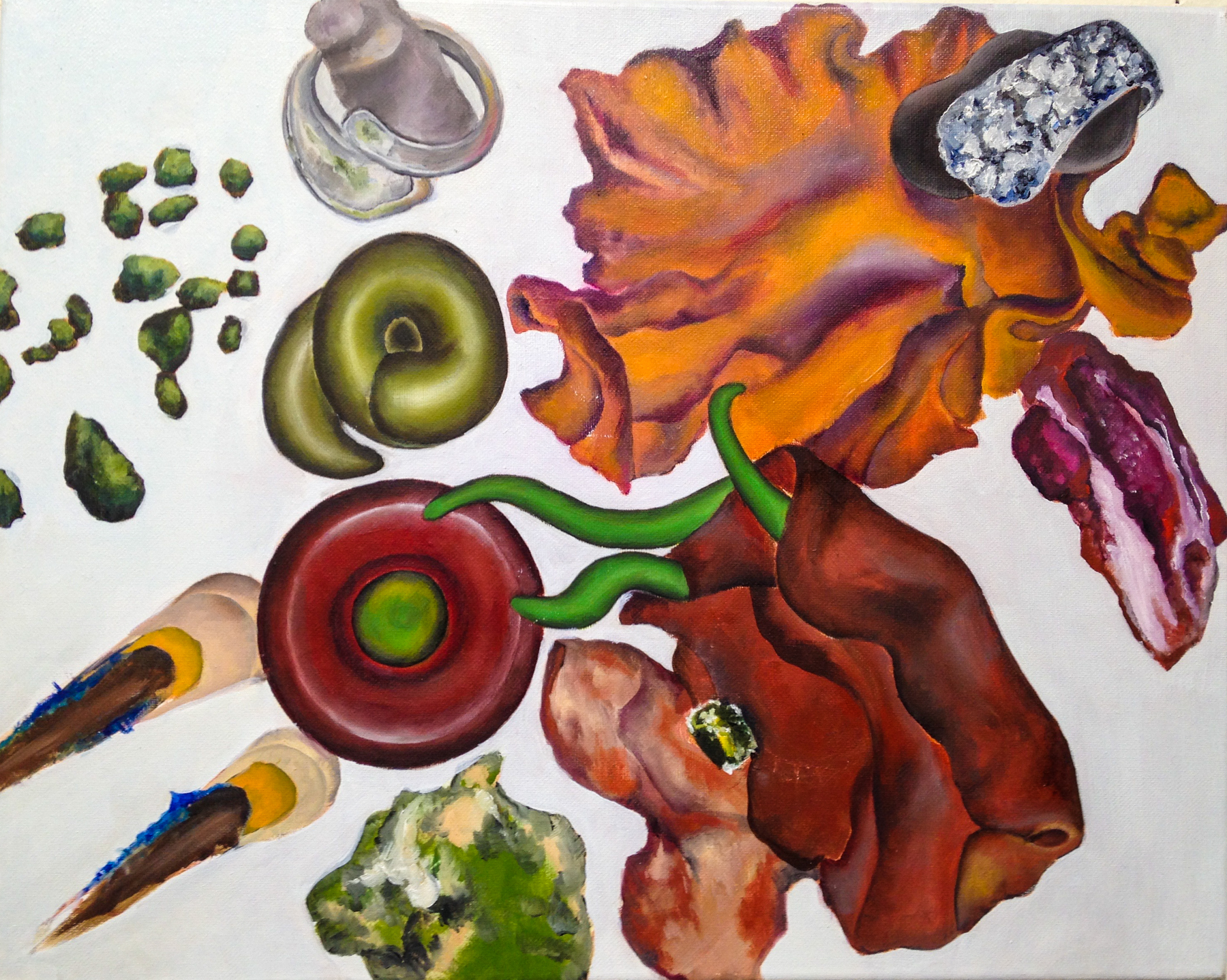 colorful painting with orange coral