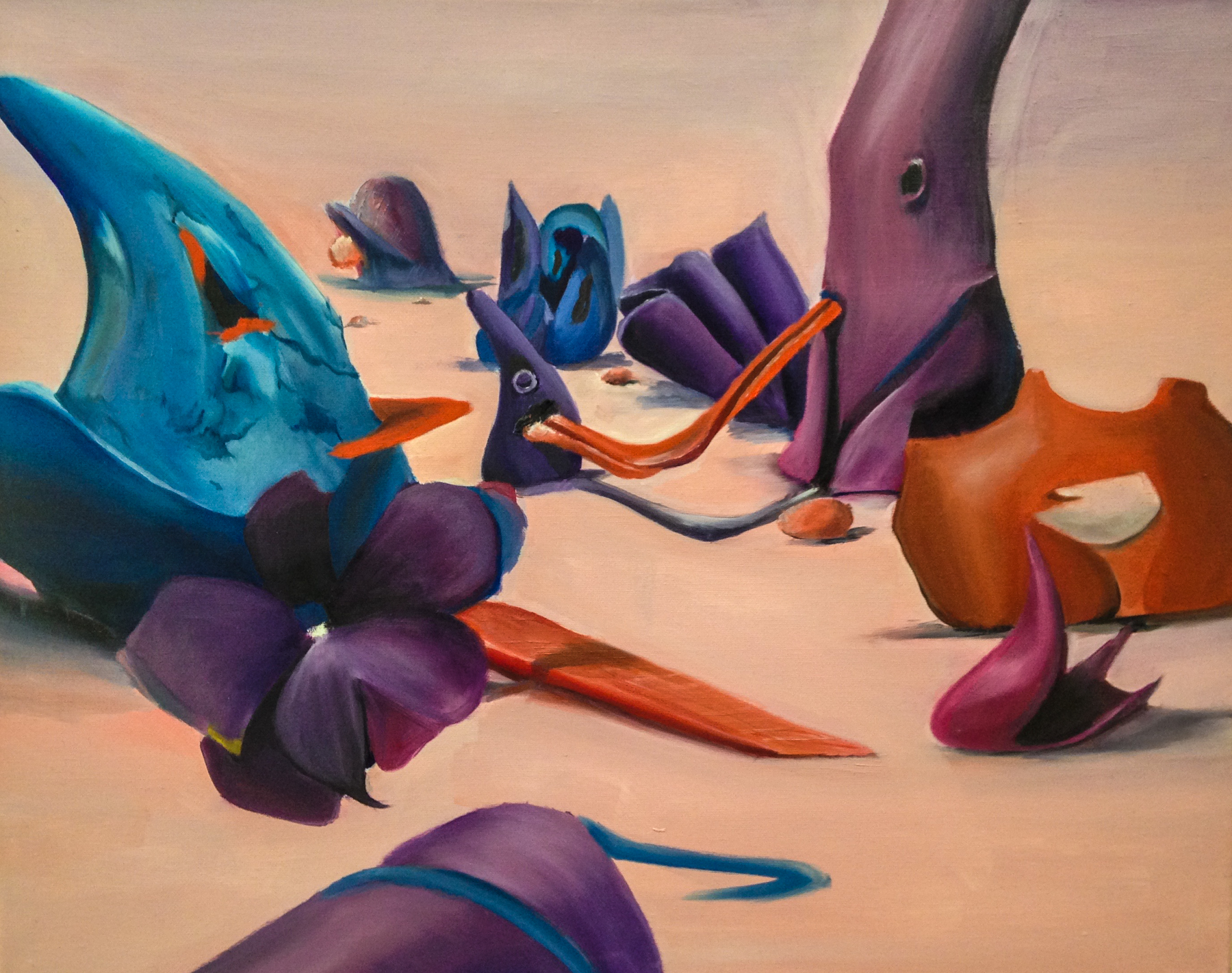 painting with purple and blue